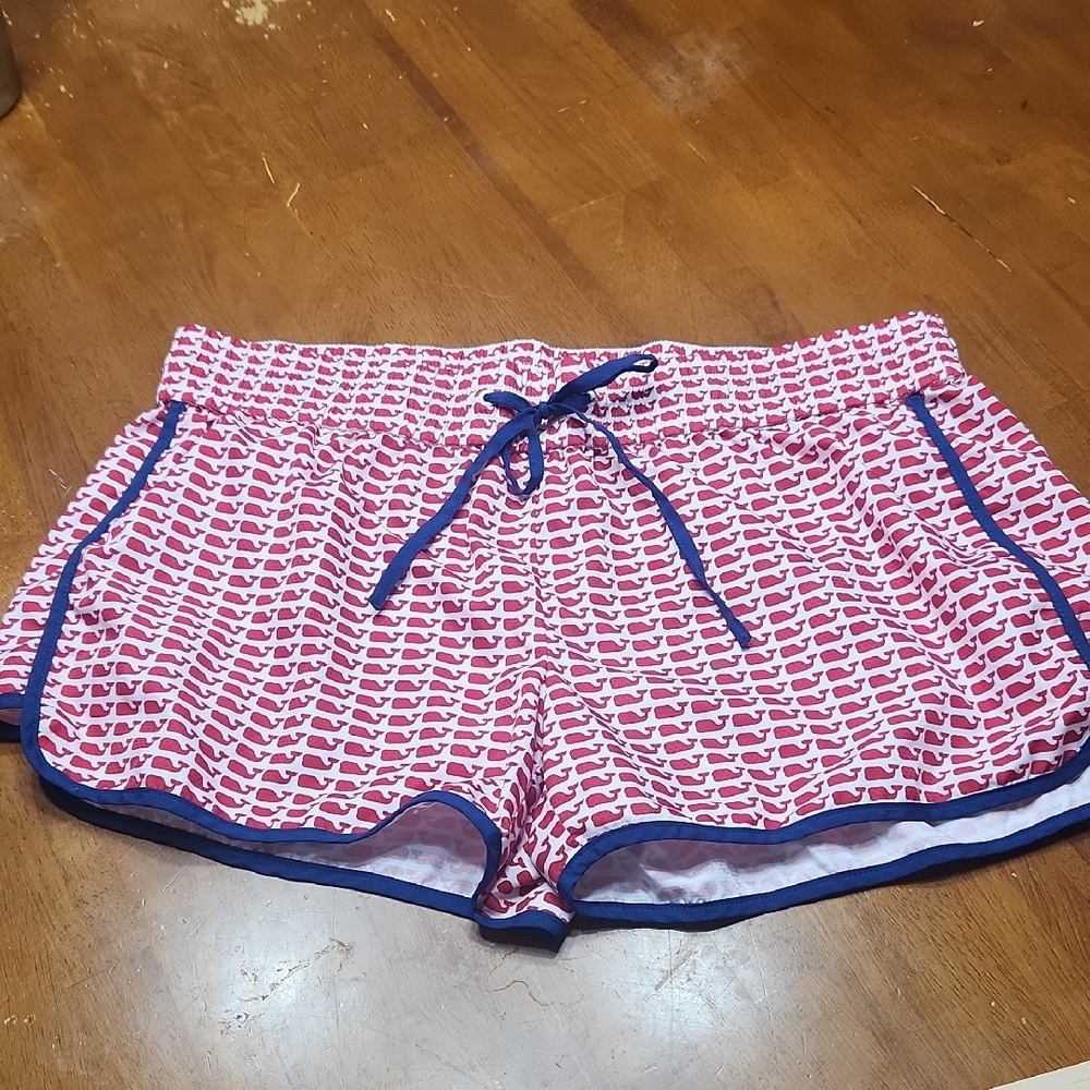 Vineyard Vines Red and Blue Athletic Shorts with Drawstring Waist